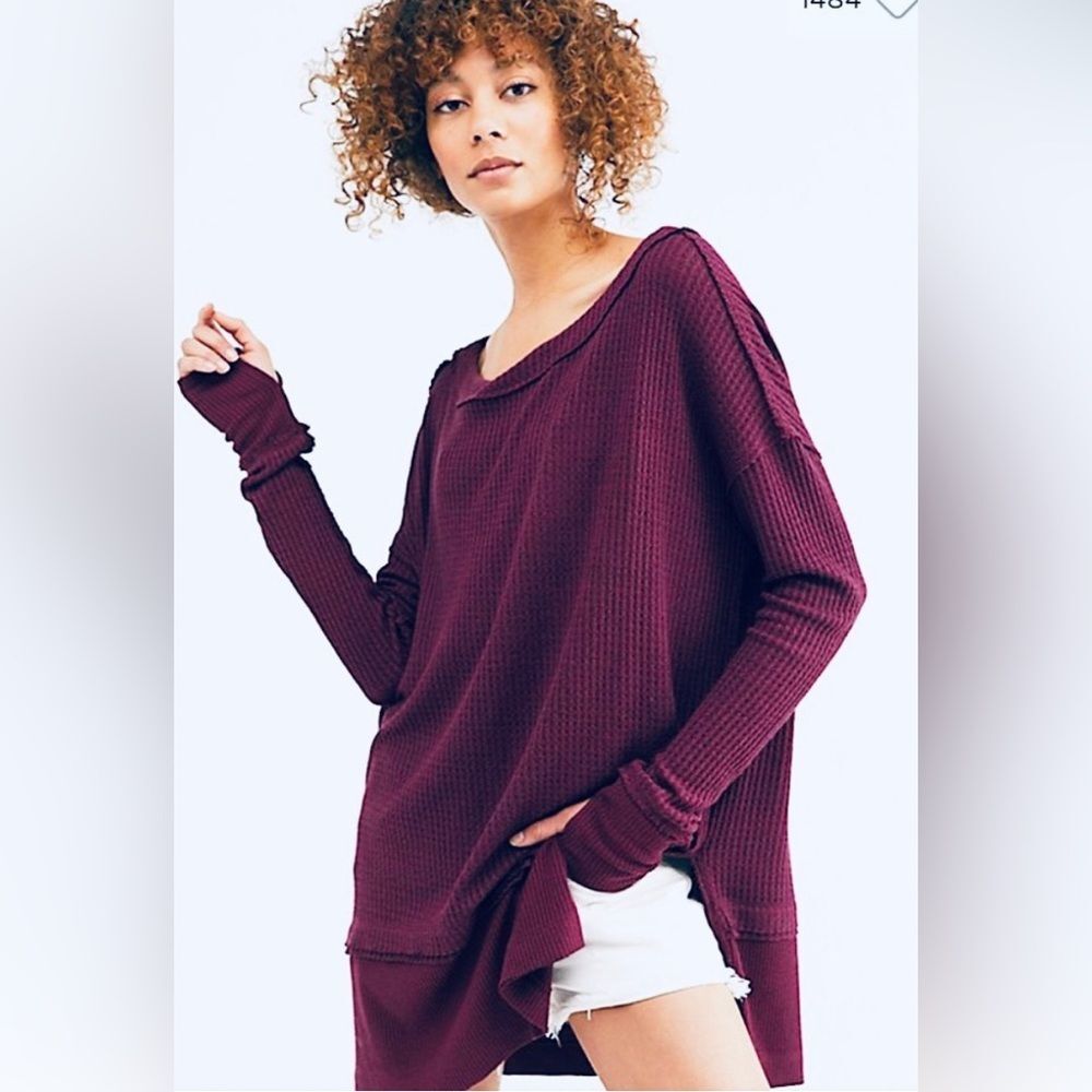 Free People We The Free North Shore Thermal Top Burgundy XS